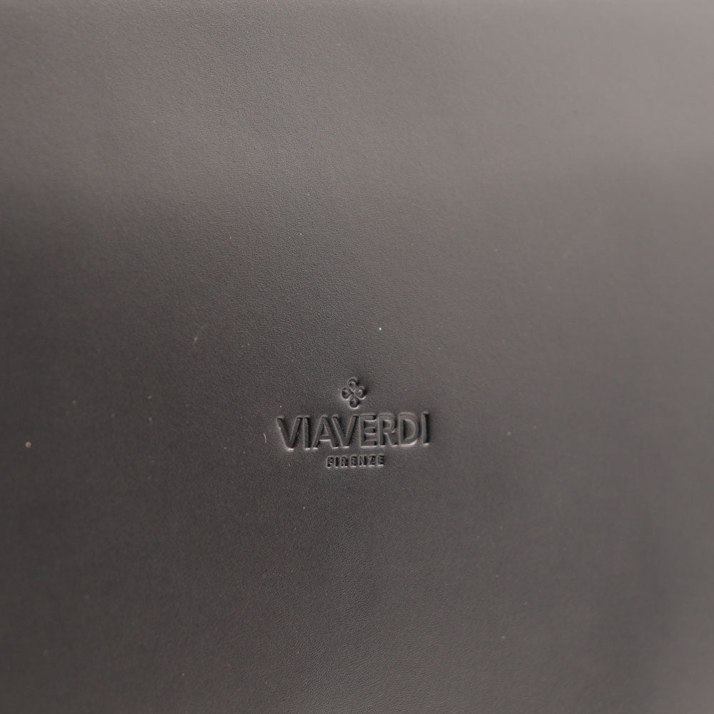 VIAVERDI Black Leather Briefcase Made in Italy - 2 Gussets for 15.6" Laptops