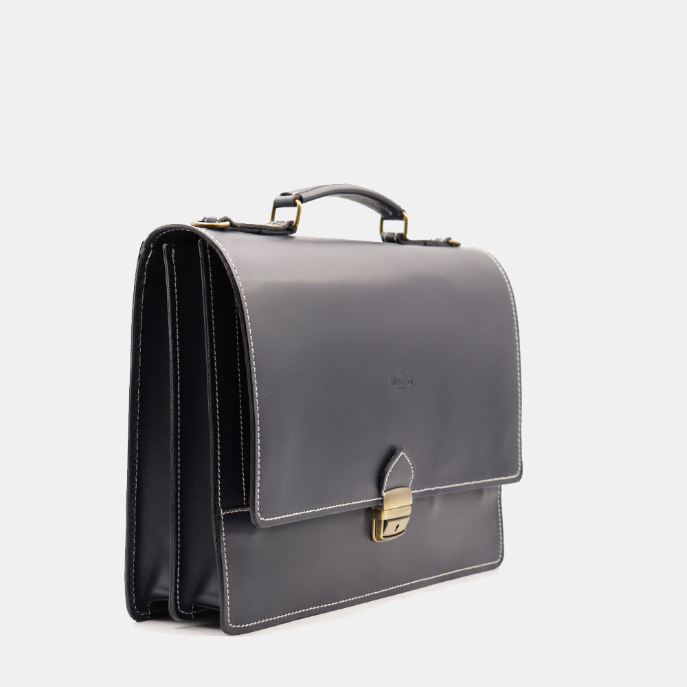 Cartella in Pelle Blu VIAVERDI Made in Italy - 2 Soffietti porta Pc 15.6