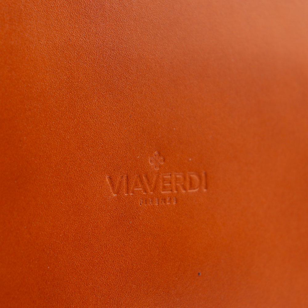 Cartella in Pelle color Cuoio VIAVERDI Made in Italy - 2 Soffietti porta Pc 15.6