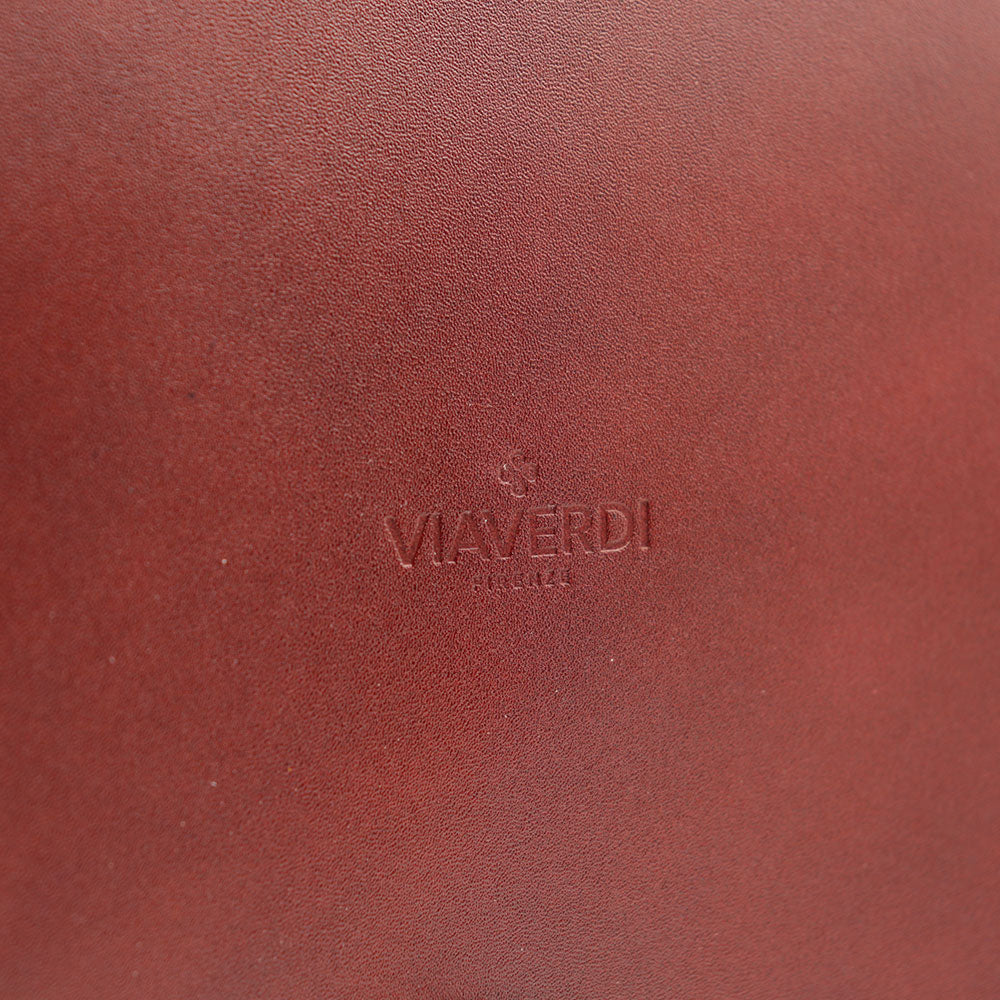 VIAVERDI Brown Leather Briefcase Made in Italy - 2 Gussets for 15.6" Laptops