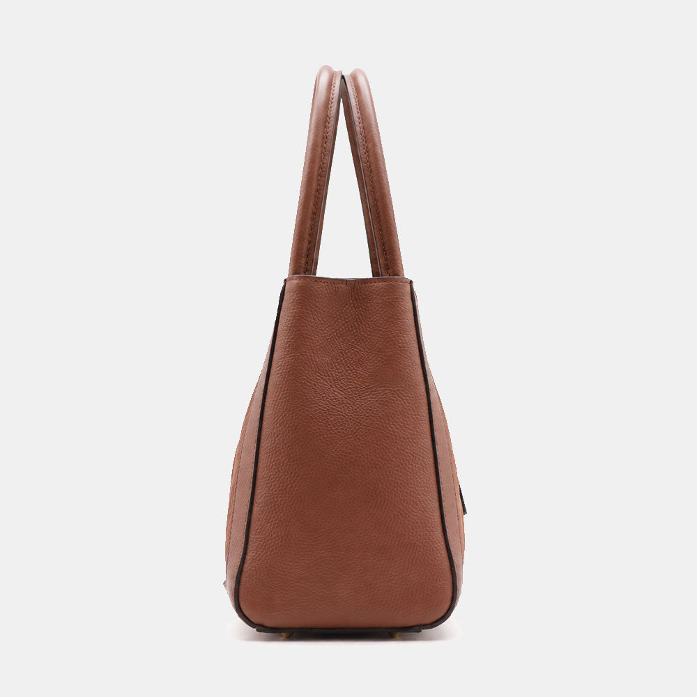 Borsa a Spalla VIAVERDI in Pelle e Camoscio Marrone Made in Italy linea Certaldo