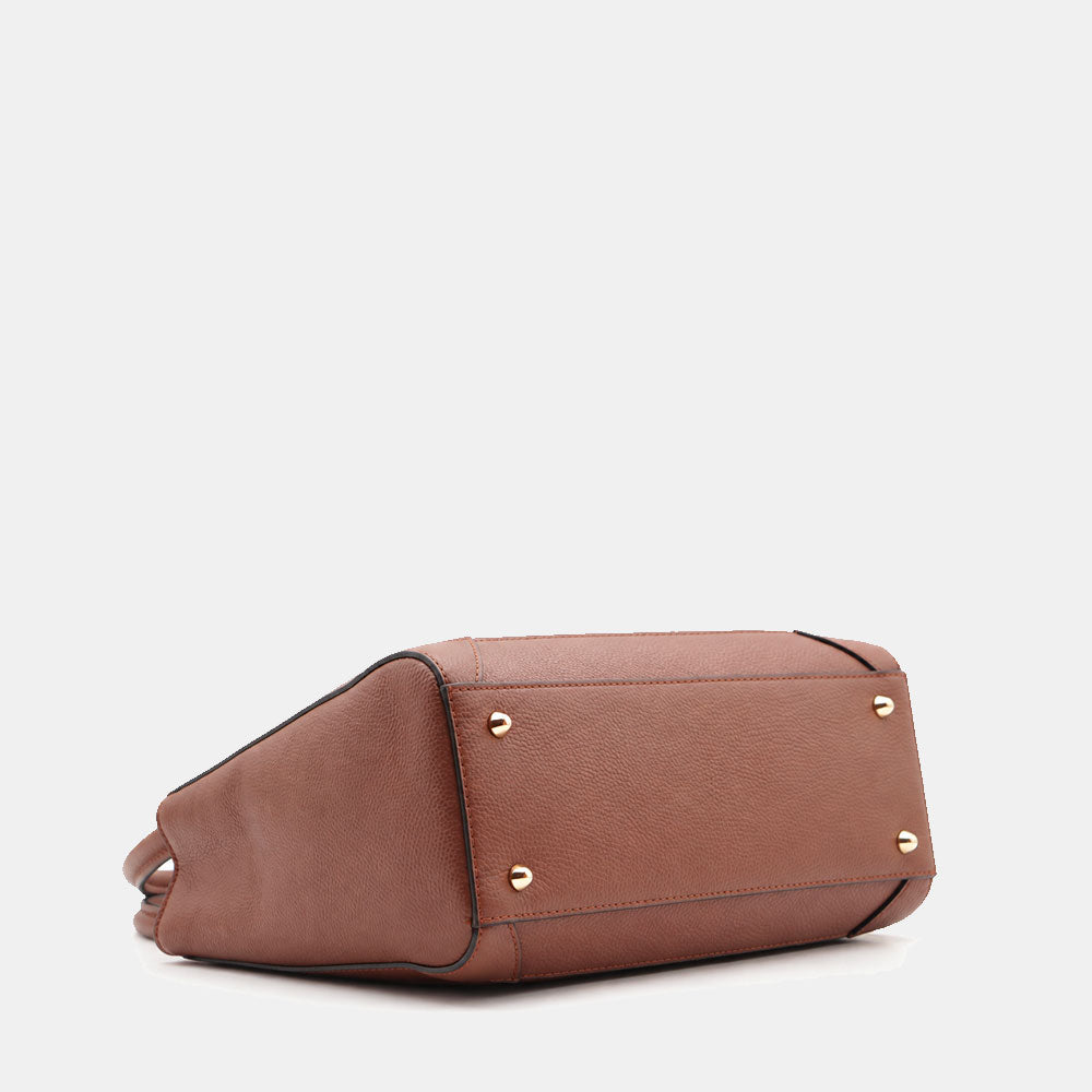 Borsa a Spalla VIAVERDI in Pelle e Camoscio Marrone Made in Italy linea Certaldo
