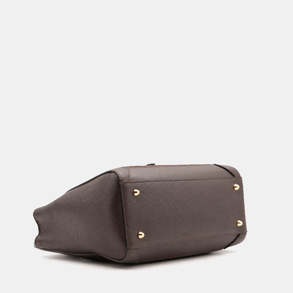 Borsa a Spalla VIAVERDI in Pelle e Camoscio Testa di Moro Made in Italy linea Certaldo