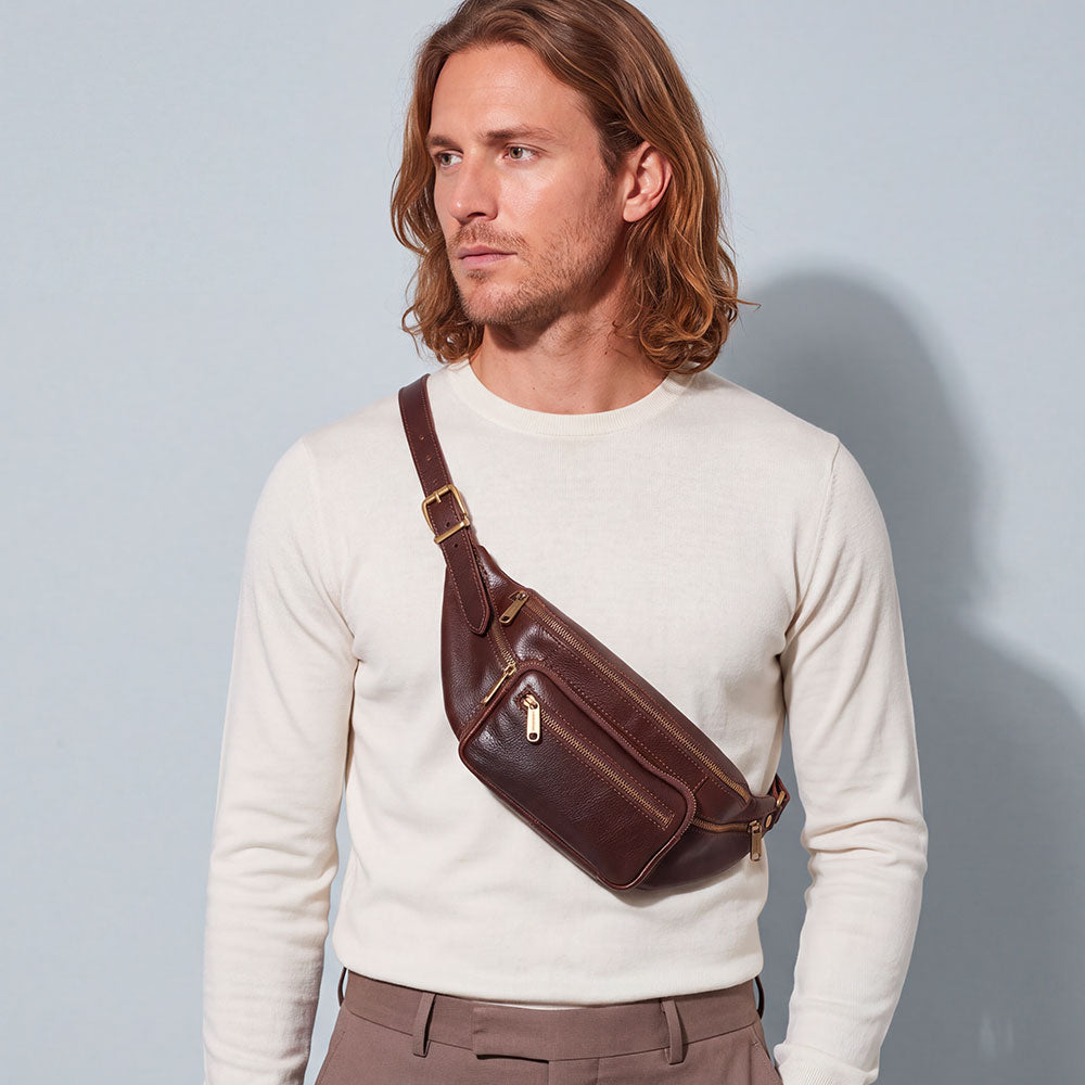 Marsupio in Pelle Testa di Moro VIAVERDI Made in Italy linea Firenze