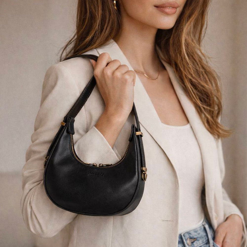 Borsa Piccola a Mano VIAVERDI in Pelle Nera Made in Italy linea Firenze