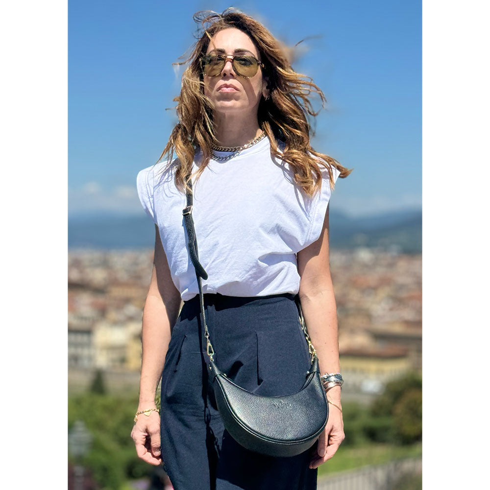 Borsa a Tracolla in Pelle Nera VIAVERDI Made in Italy