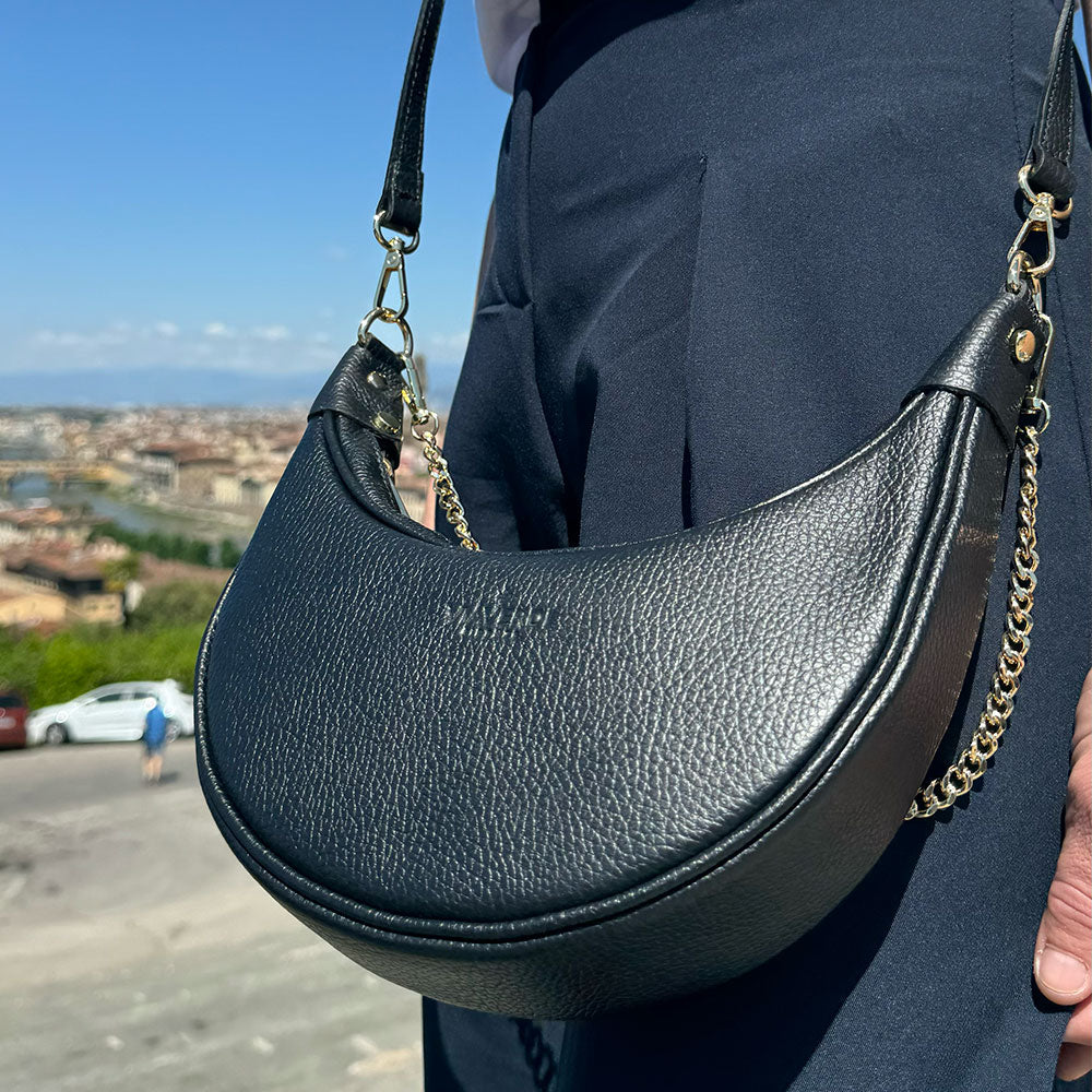 Borsa a Tracolla in Pelle Nera VIAVERDI Made in Italy