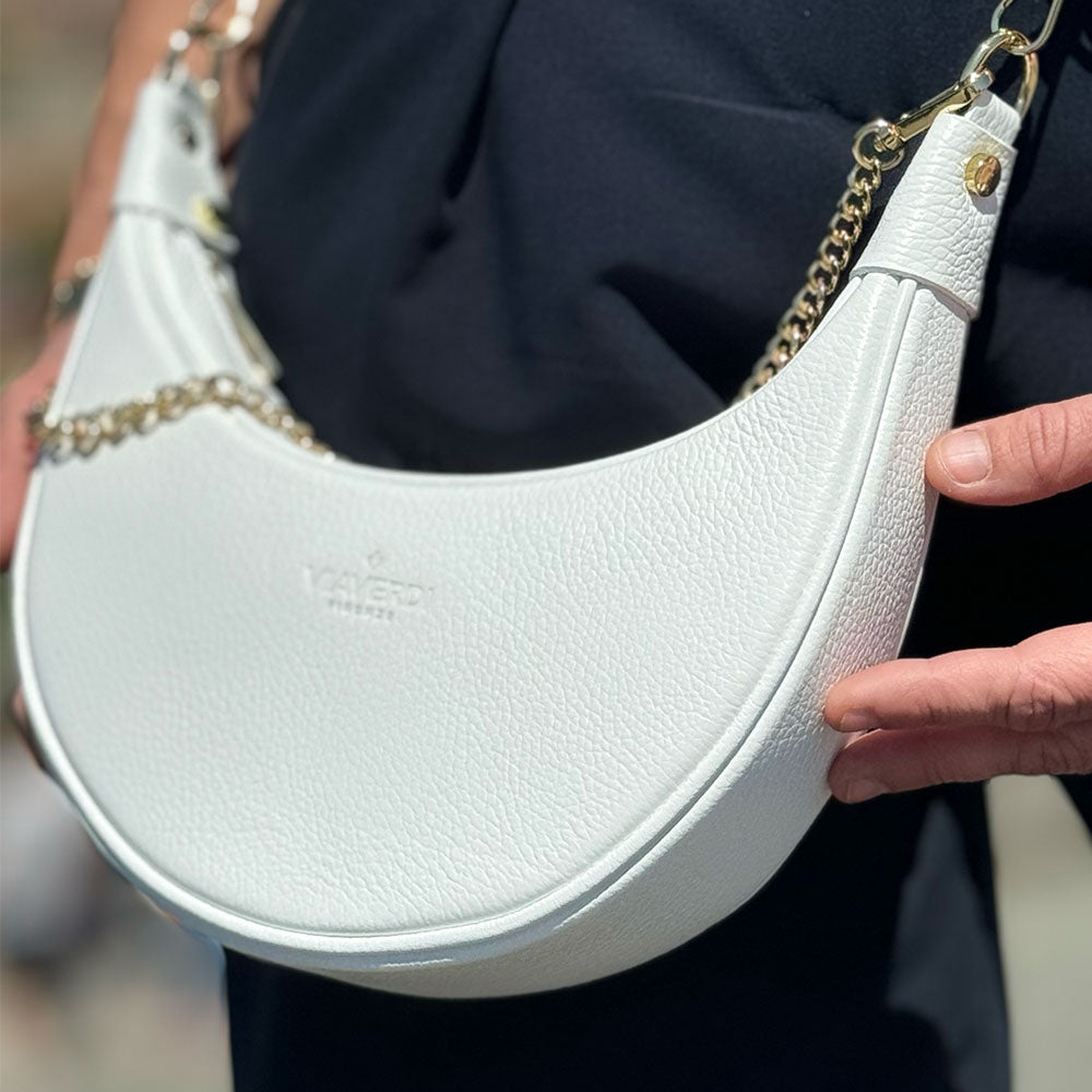 Borsa a Tracolla in Pelle Bianca VIAVERDI Made in Italy
