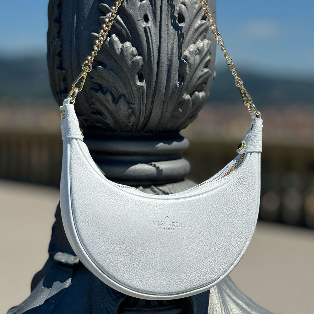 Borsa a Tracolla in Pelle Bianca VIAVERDI Made in Italy