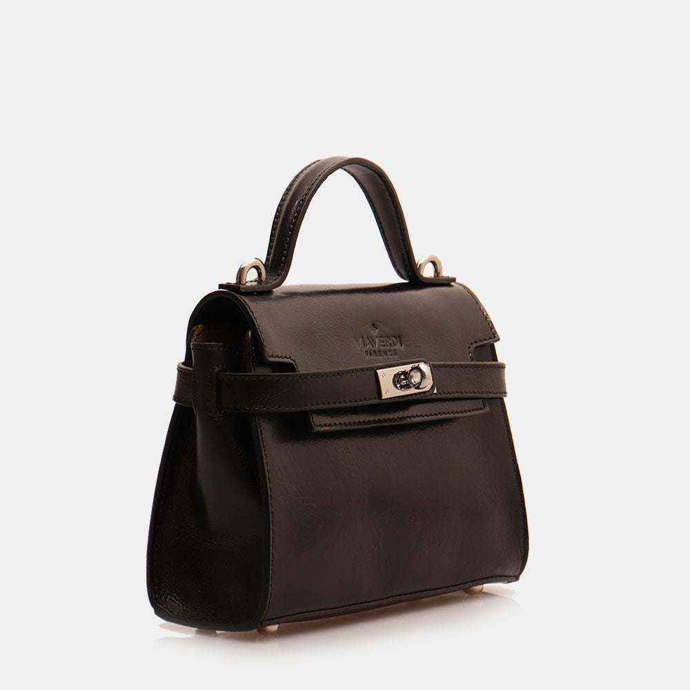 Borsa VIAVERDI in Pelle Nera Made in Italy linea Firenze