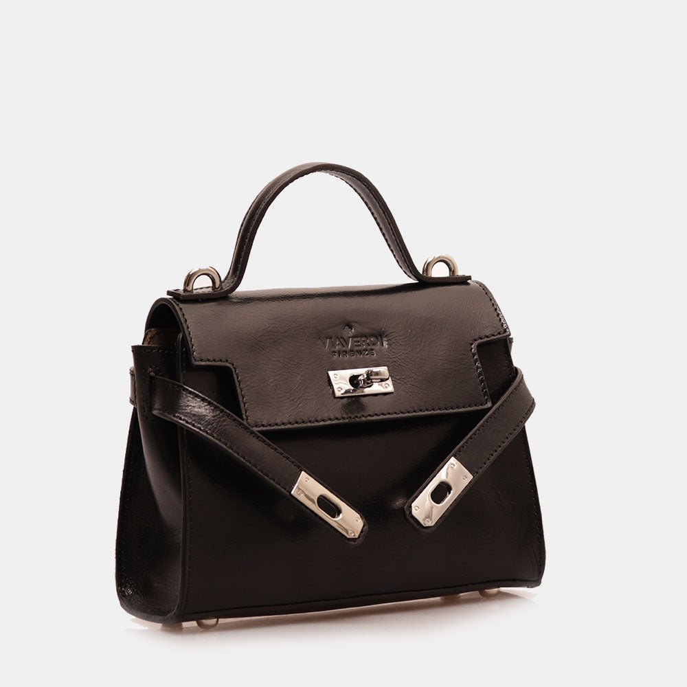 Borsa VIAVERDI in Pelle Nera Made in Italy linea Firenze
