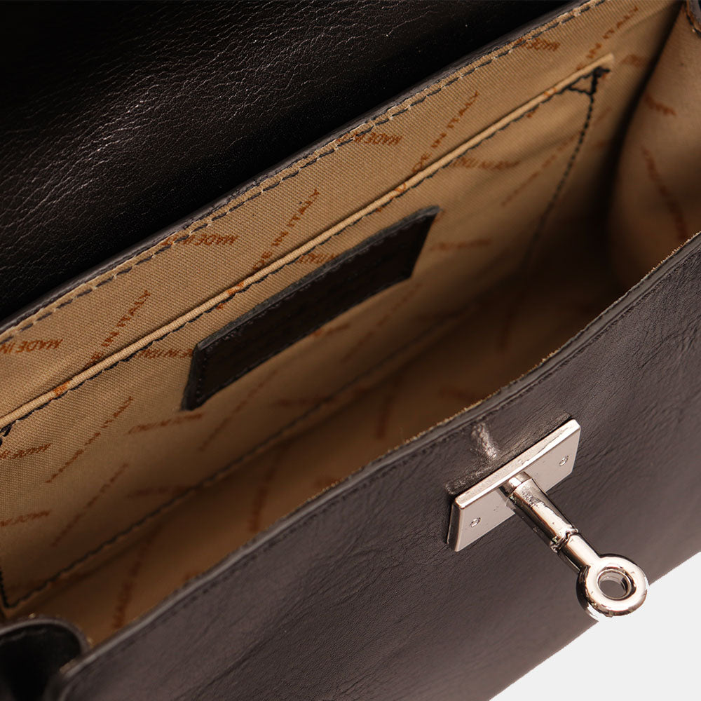 Borsa VIAVERDI in Pelle Nera Made in Italy linea Firenze