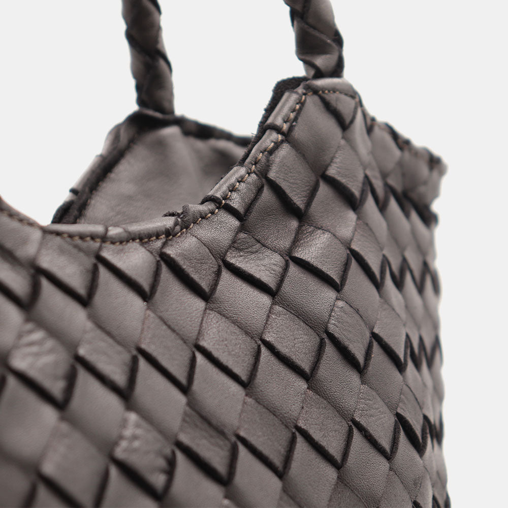 Borsa a Spalla VIAVERDI in Pelle Intrecciata Nera Made in Italy linea Tuscany
