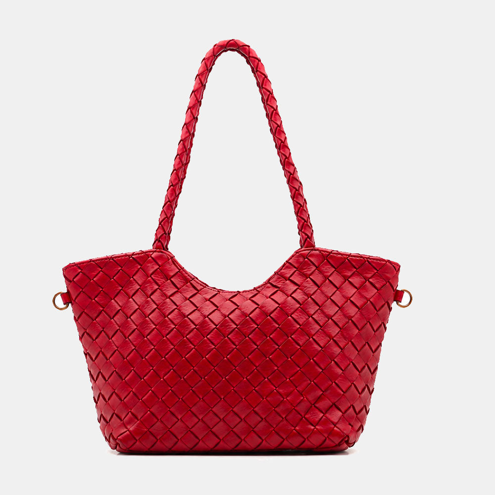 Borsa a Spalla VIAVERDI in Pelle Intrecciata Rossa Made in Italy linea Tuscany