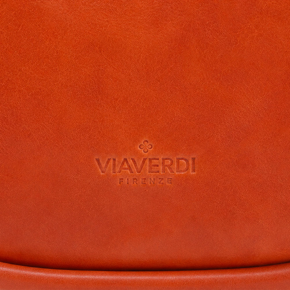 Borsa a Spalla VIAVERDI in Pelle color Cuoio Made in Italy linea Tuscany