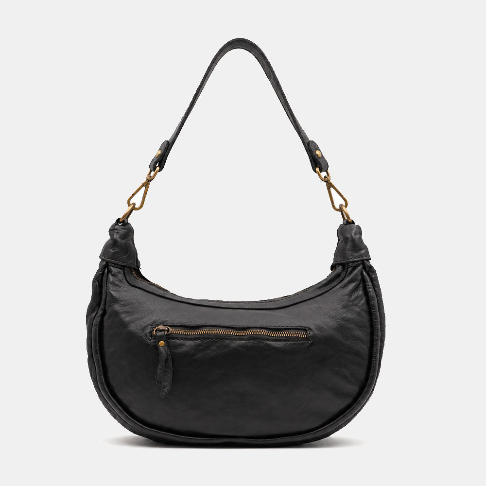 Borsa a Spalla VIAVERDI in Pelle Nera Made in Italy linea Tuscany