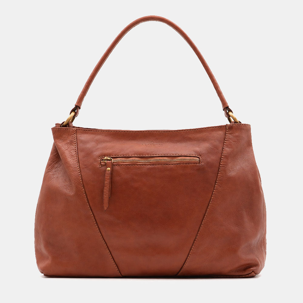 Borsa a Spalla VIAVERDI in Pelle Marrone con Intreccio Made in Italy linea Tuscany