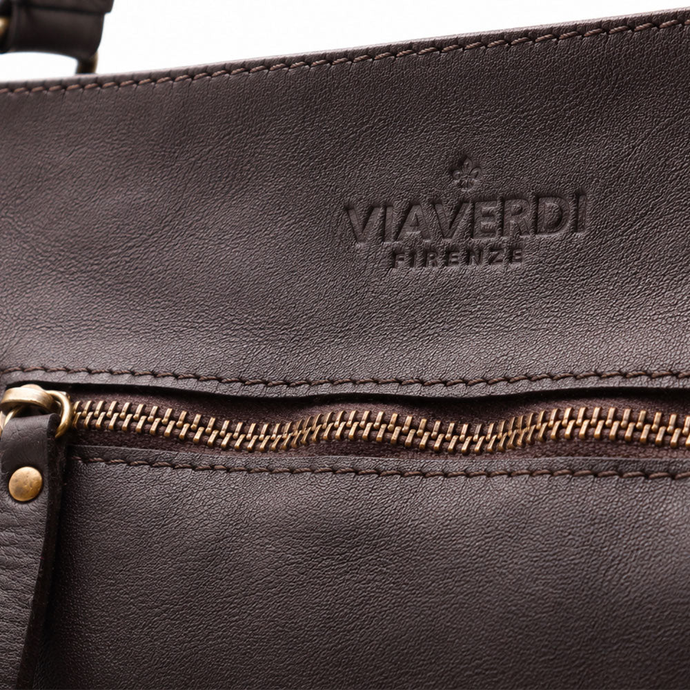 Borsa a Spalla VIAVERDI in Pelle Nera con Intreccio Made in Italy linea Tuscany