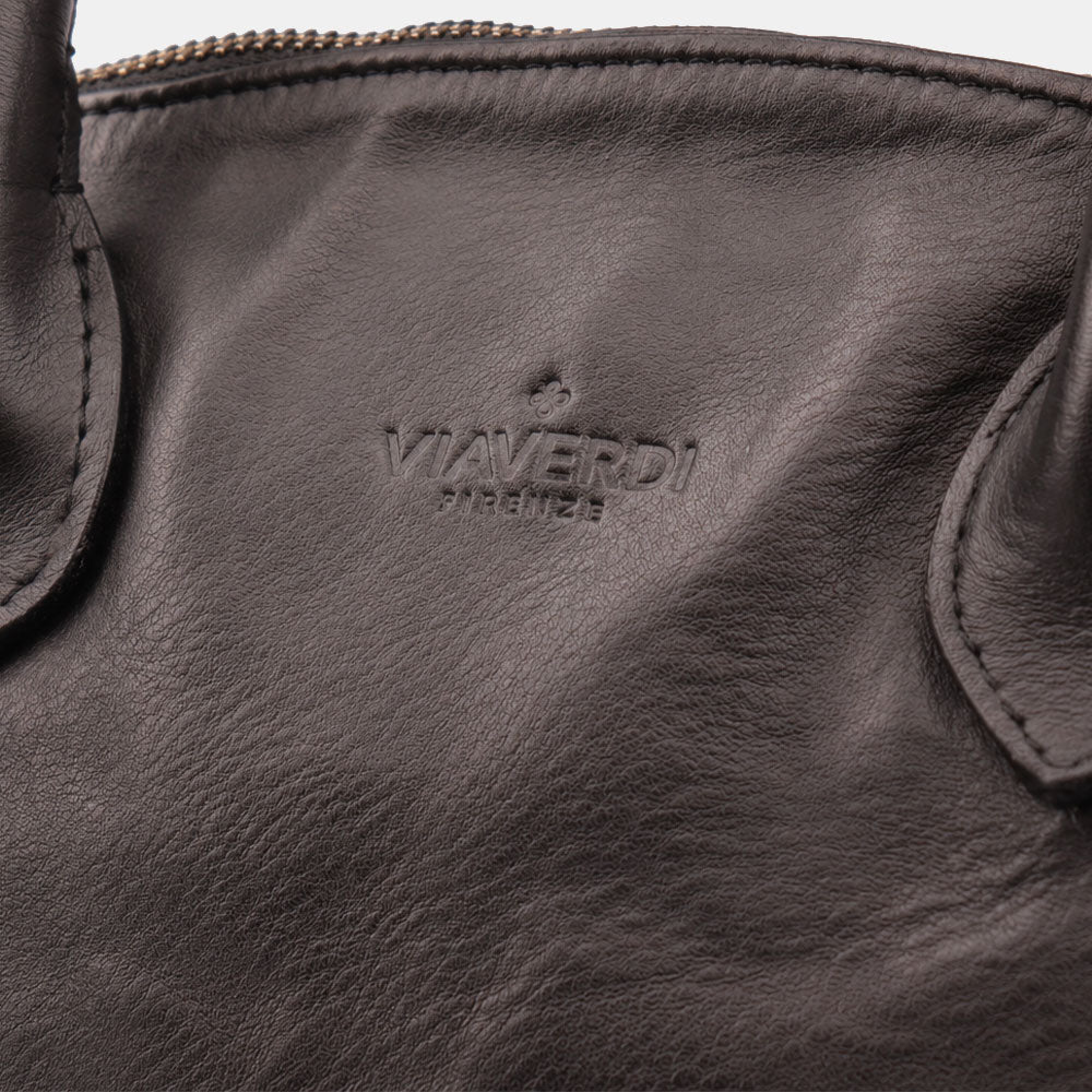 Borsa a Mano VIAVERDI in Pelle Nera con Intreccio Made in Italy linea Tuscany