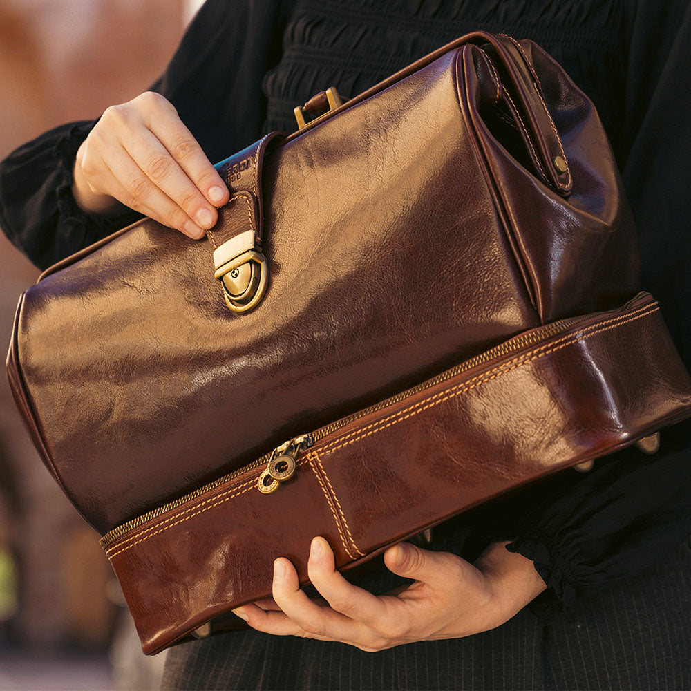 Borsa Medico in Pelle Marrone VIAVERDI Made in Italy linea Firenze