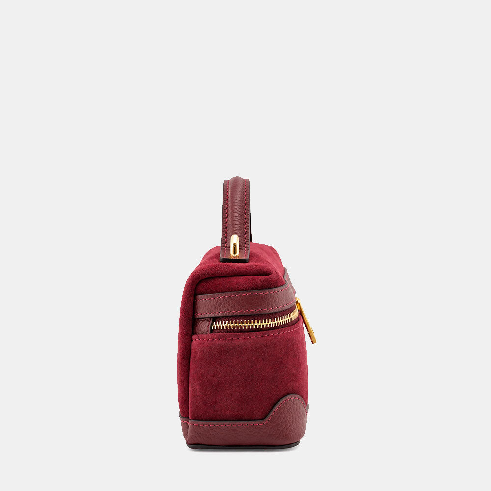Borsa Mini Bag VIAVERDI in Camoscio Bordeaux Made in Italy linea Montalcino