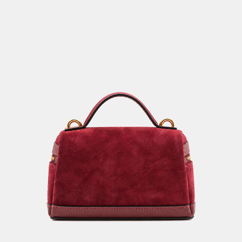 Borsa Mini Bag VIAVERDI in Camoscio Bordeaux Made in Italy linea Montalcino