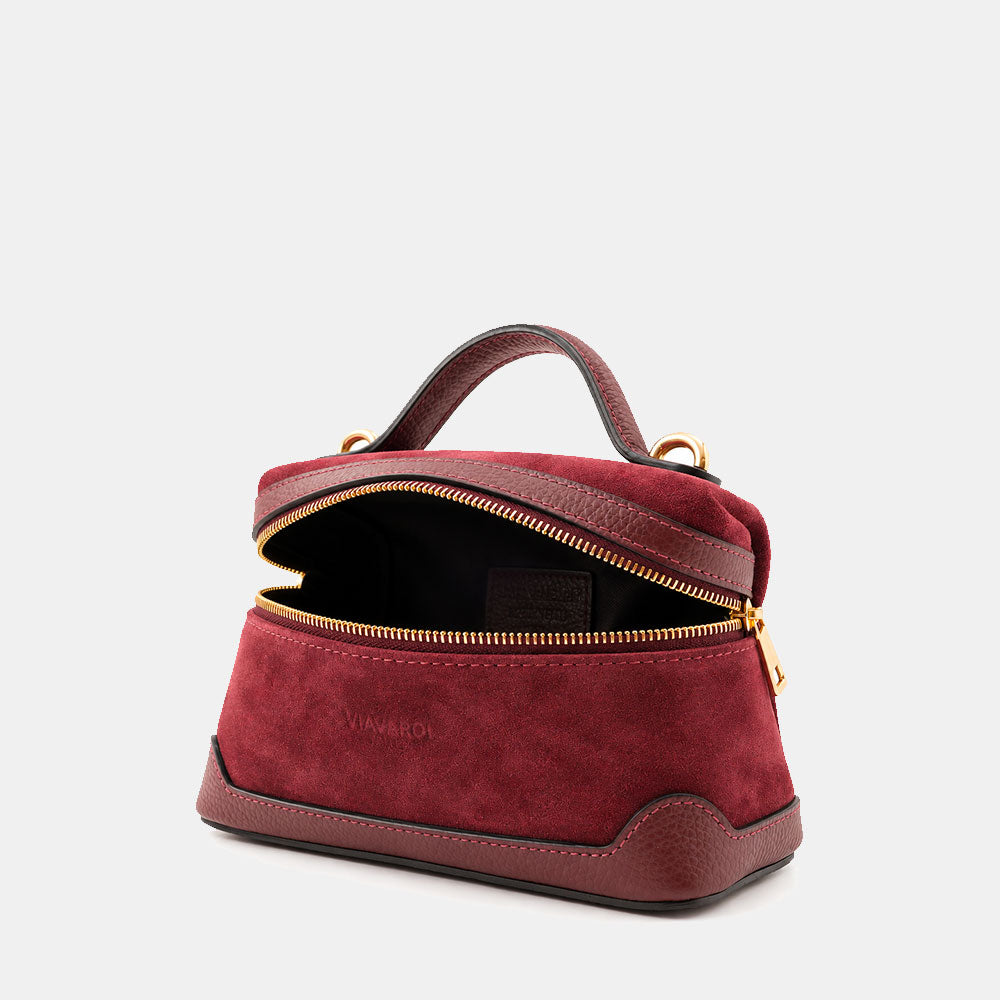 Borsa Mini Bag VIAVERDI in Camoscio Bordeaux Made in Italy linea Montalcino