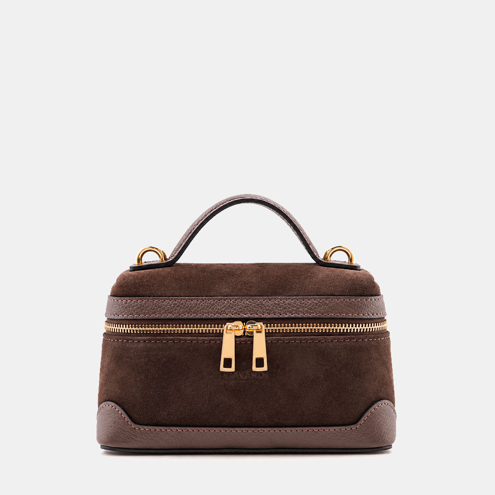 Borsa Mini Bag VIAVERDI in Camoscio Testa di Moro Made in Italy linea Montalcino