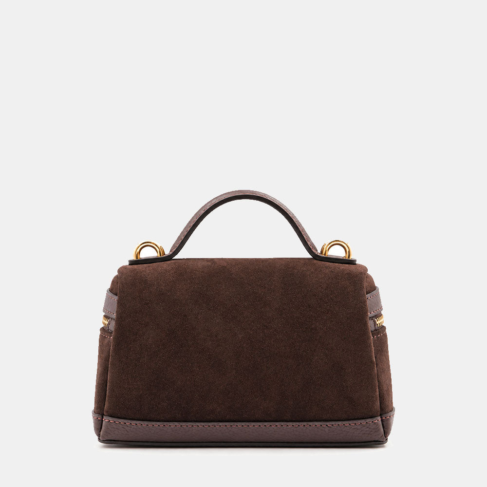 Borsa Mini Bag VIAVERDI in Camoscio Testa di Moro Made in Italy linea Montalcino