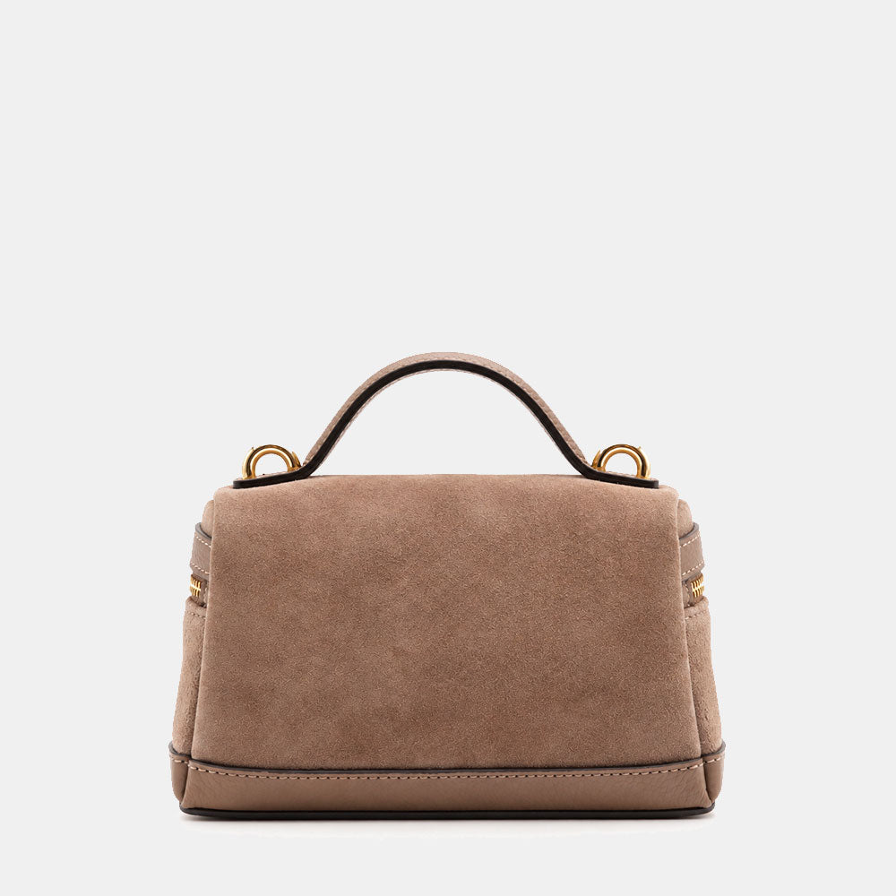 Borsa Mini Bag VIAVERDI in Camoscio Taupe Made in Italy linea Montalcino