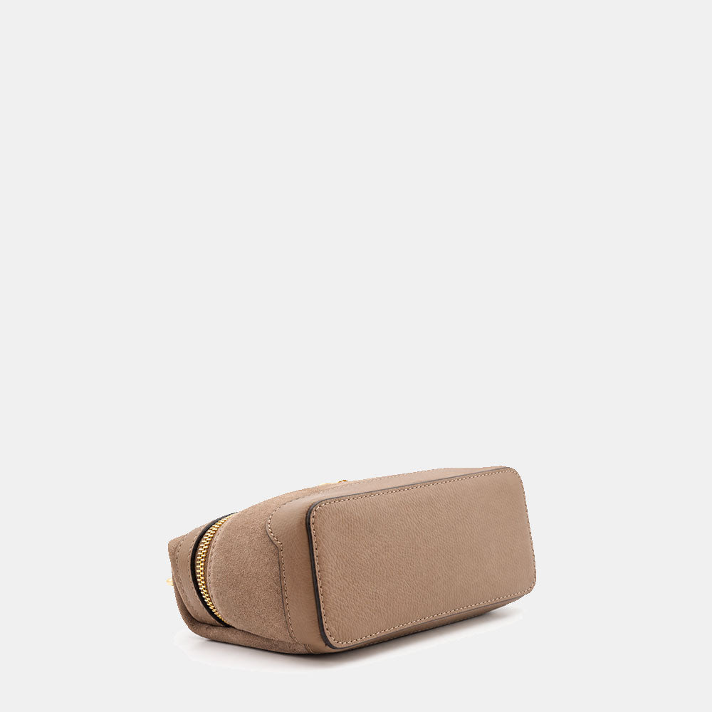 Borsa Mini Bag VIAVERDI in Camoscio Taupe Made in Italy linea Montalcino