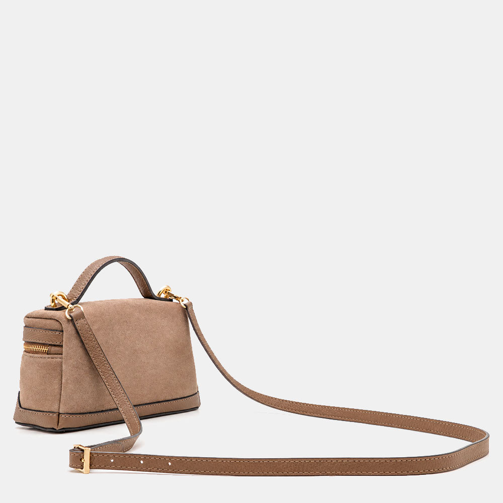 Borsa Mini Bag VIAVERDI in Camoscio Taupe Made in Italy linea Montalcino