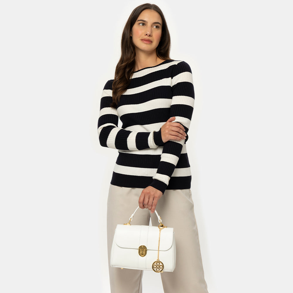 Borsa a Mano VIAVERDI in Pelle Beige Made in Italy linea Montalcino