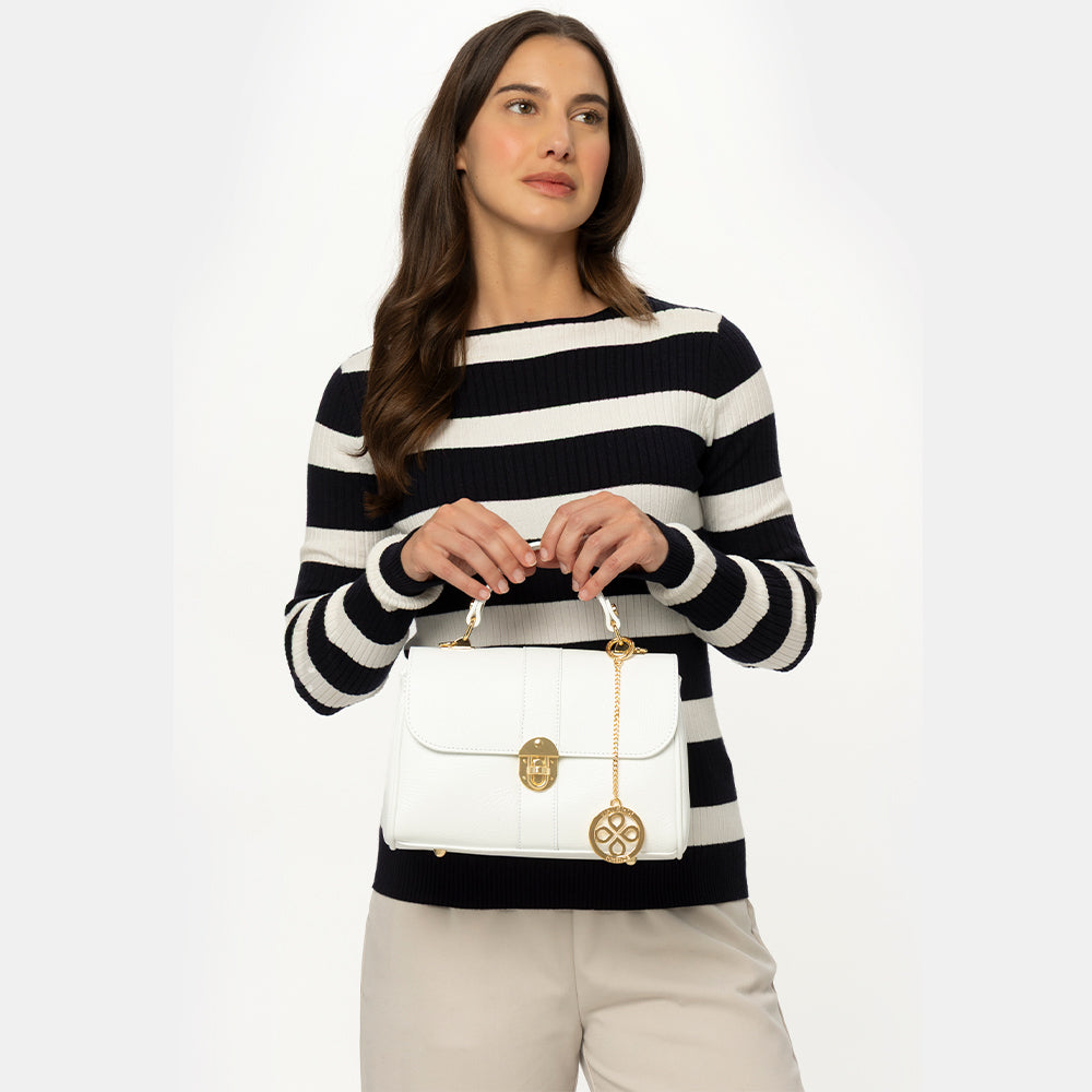 Borsa a Mano VIAVERDI in Pelle Bianca Made in Italy linea Montalcino