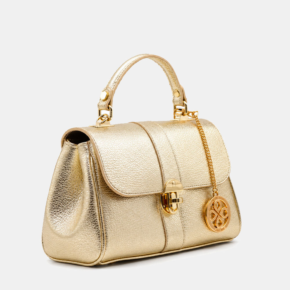 Borsa a Mano VIAVERDI in Pelle Oro Made in Italy linea Montalcino