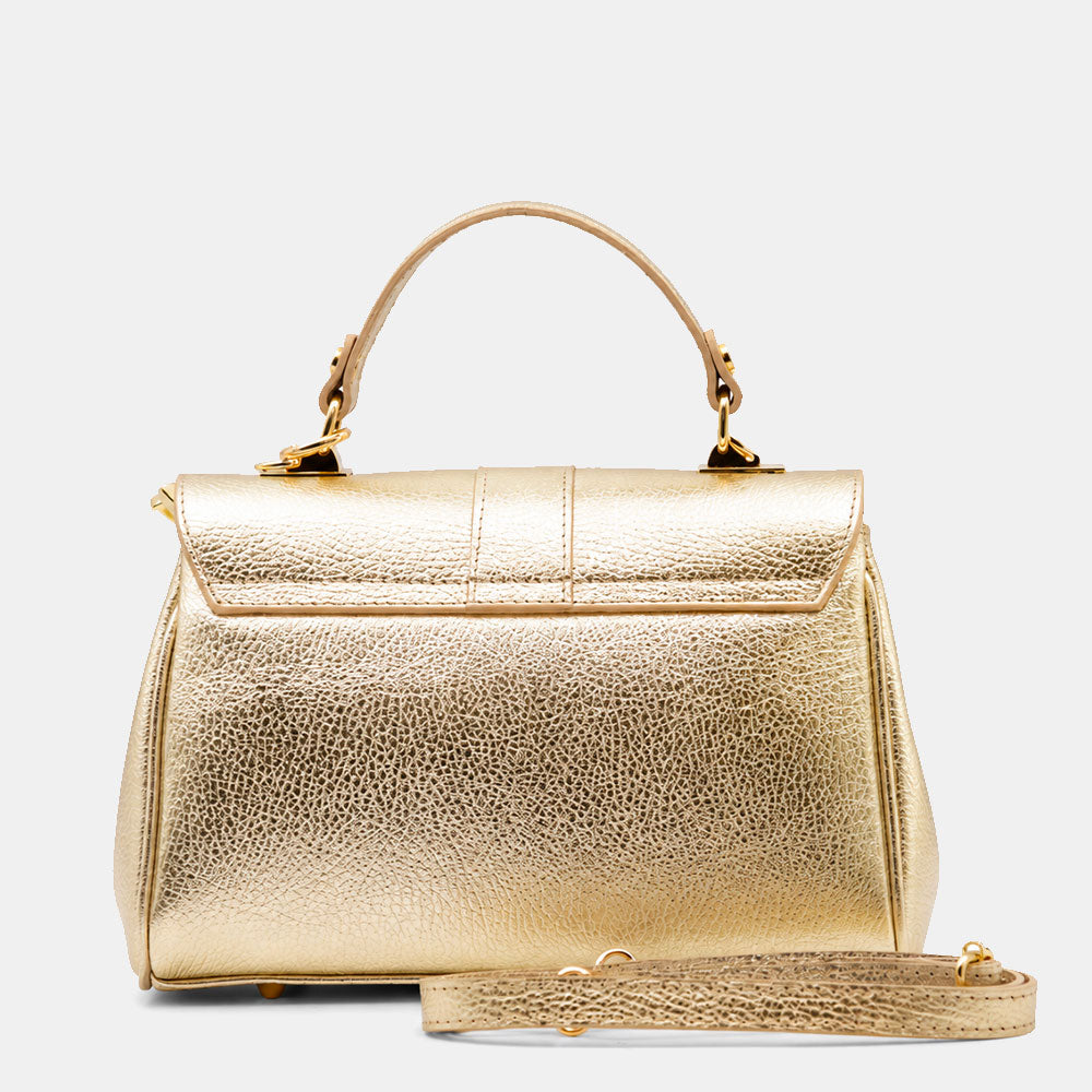 Borsa a Mano VIAVERDI in Pelle Oro Made in Italy linea Montalcino