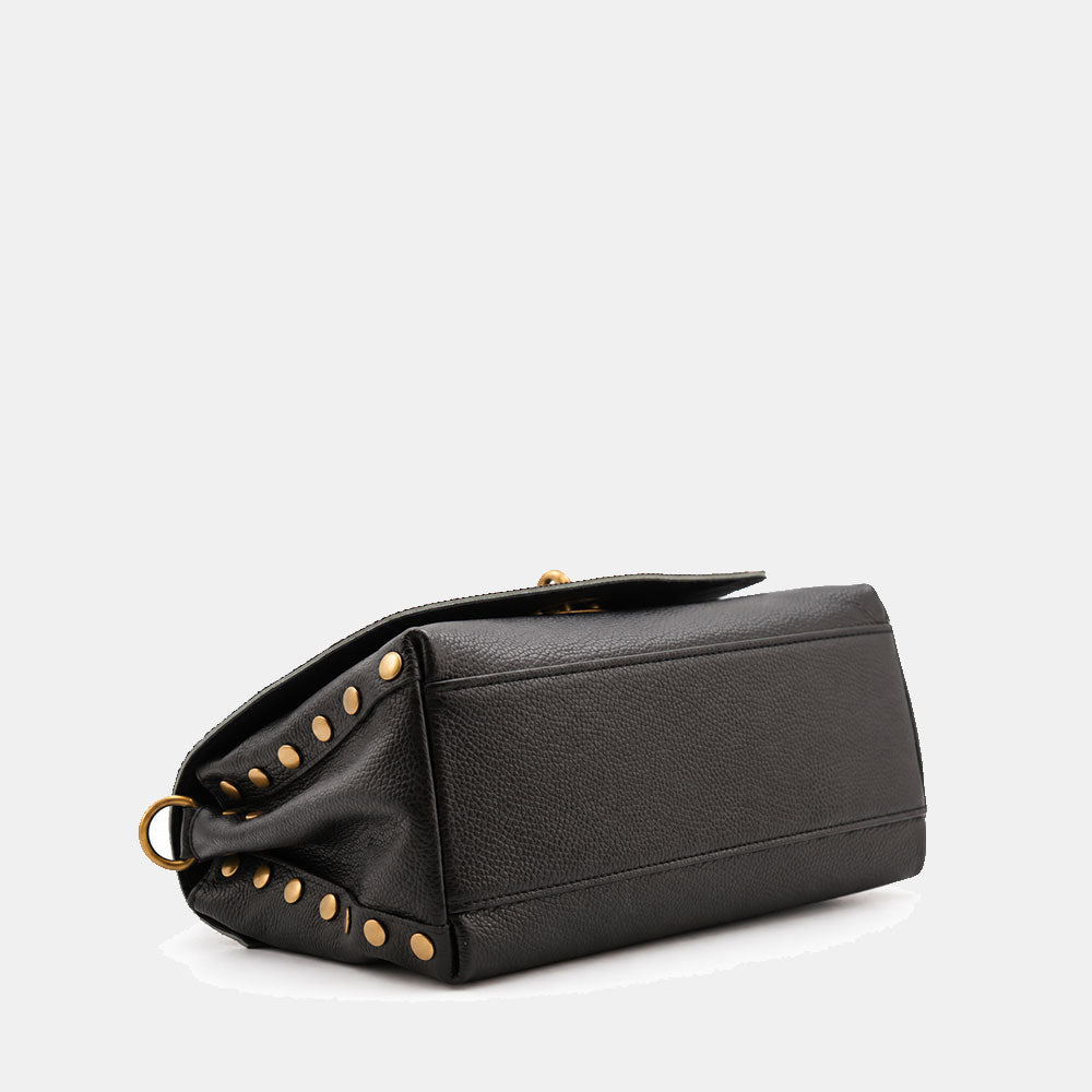 Borsa Donna a Mano VIAVERDI Cavallino e Pelle Nera Made in Italy linea Cortona