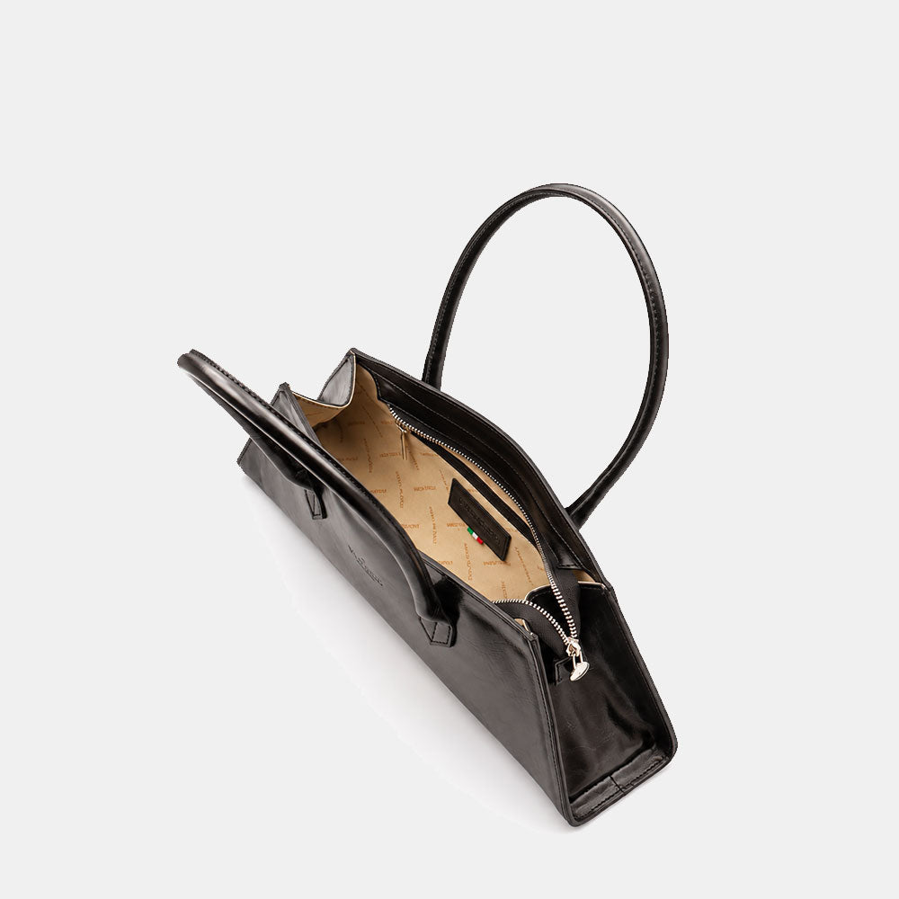 Borsa Donna a Spalla VIAVERDI in Pelle Nera Made in Italy linea Firenze