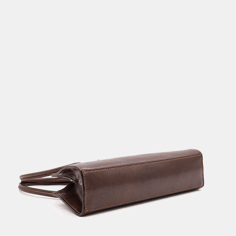 Borsa Donna a Spalla VIAVERDI in Pelle Marrone Testa di Moro Made in Italy linea Firenze