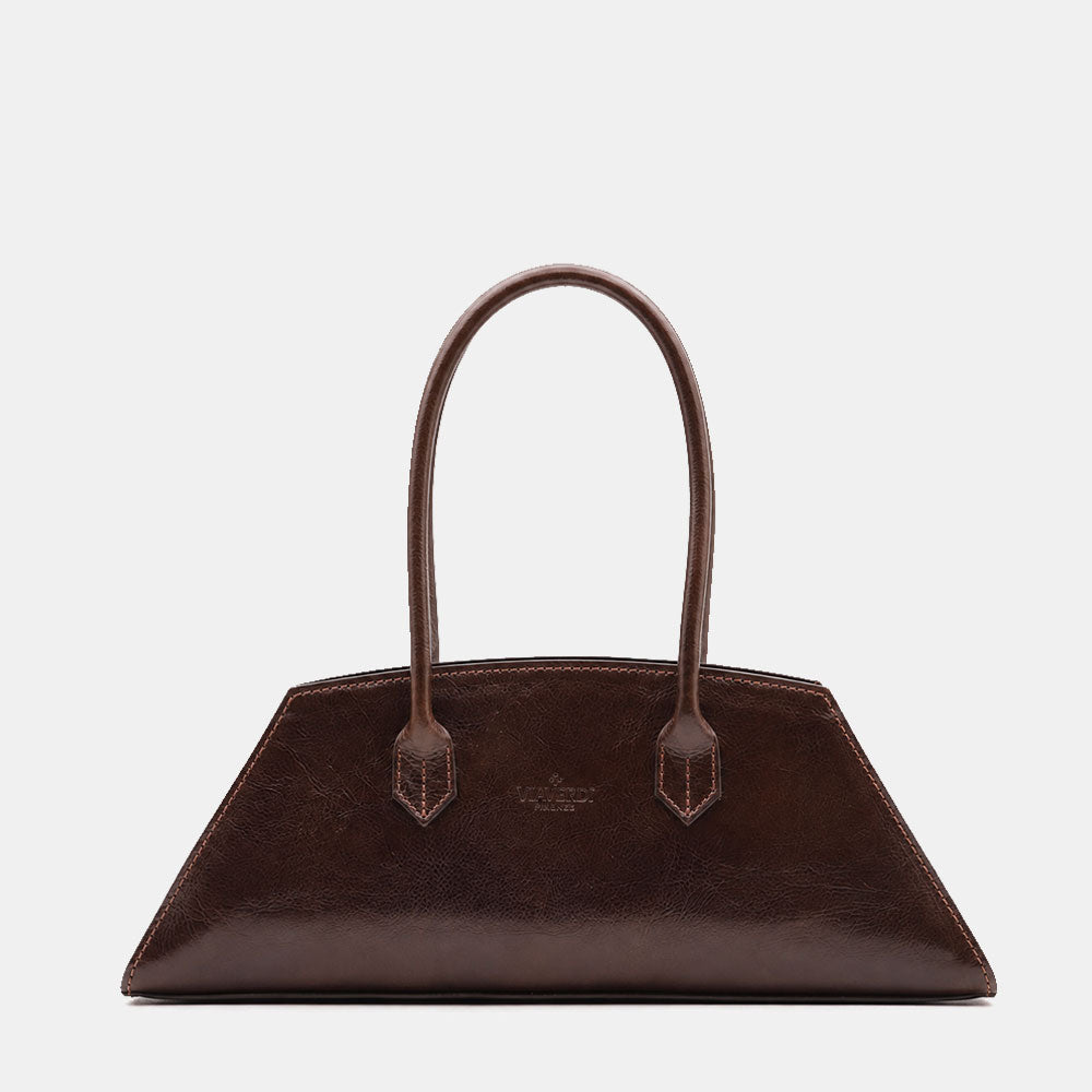 Borsa Donna a Spalla VIAVERDI in Pelle Marrone Testa di Moro Made in Italy linea Firenze