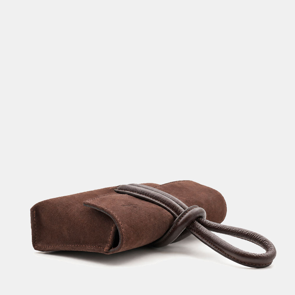 Borsa Clutch a Mano con Tracolla VIAVERDI in Camoscio Testa di Moro Made in Italy linea Castiglione
