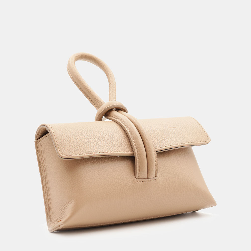 VIAVERDI Clutch Handbag with Shoulder Strap in Beige Leather Made in Italy – Castiglione Collection