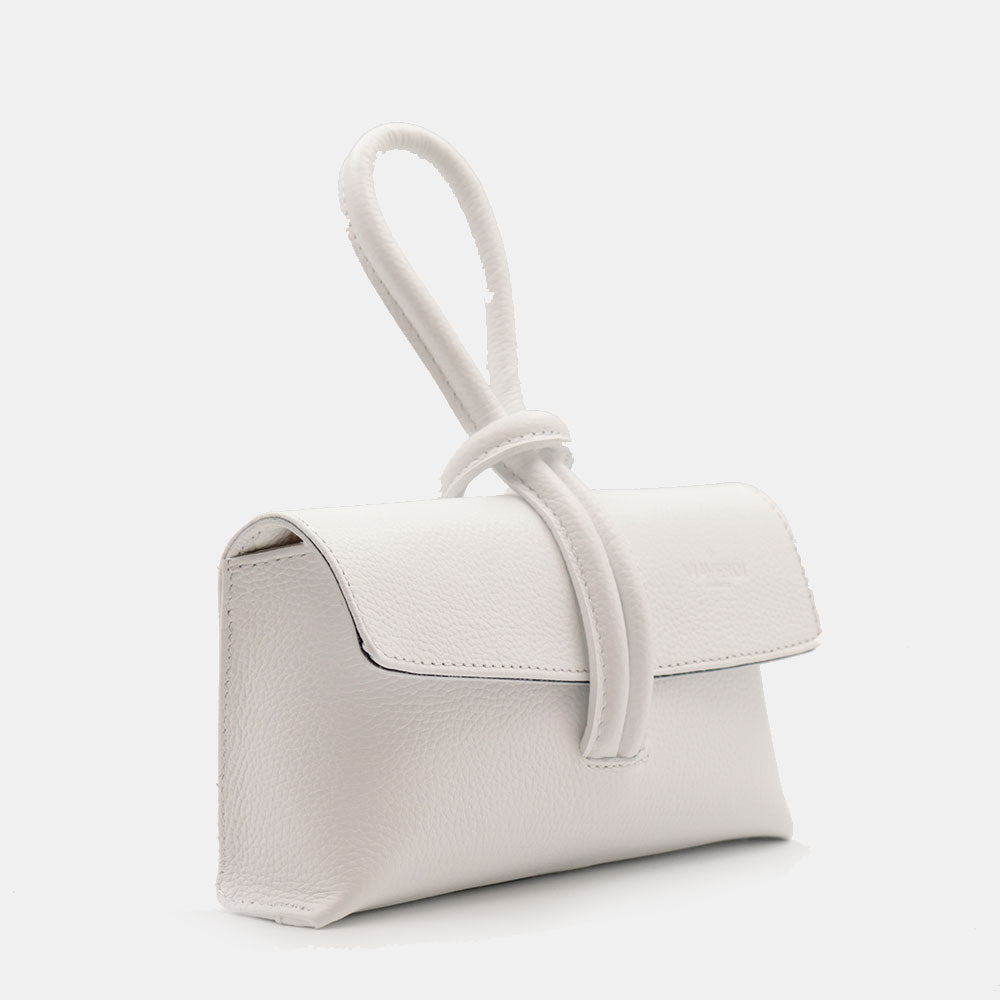 Borsa Clutch a Mano con Tracolla VIAVERDI in Pelle Bianca Made in Italy linea Castiglione