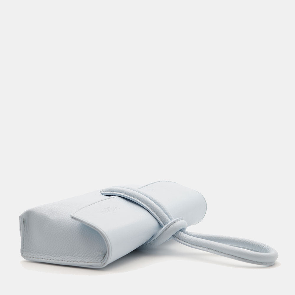 VIAVERDI Clutch Handbag with Shoulder Strap in Light Blue Leather Made in Italy – Castiglione Collection
