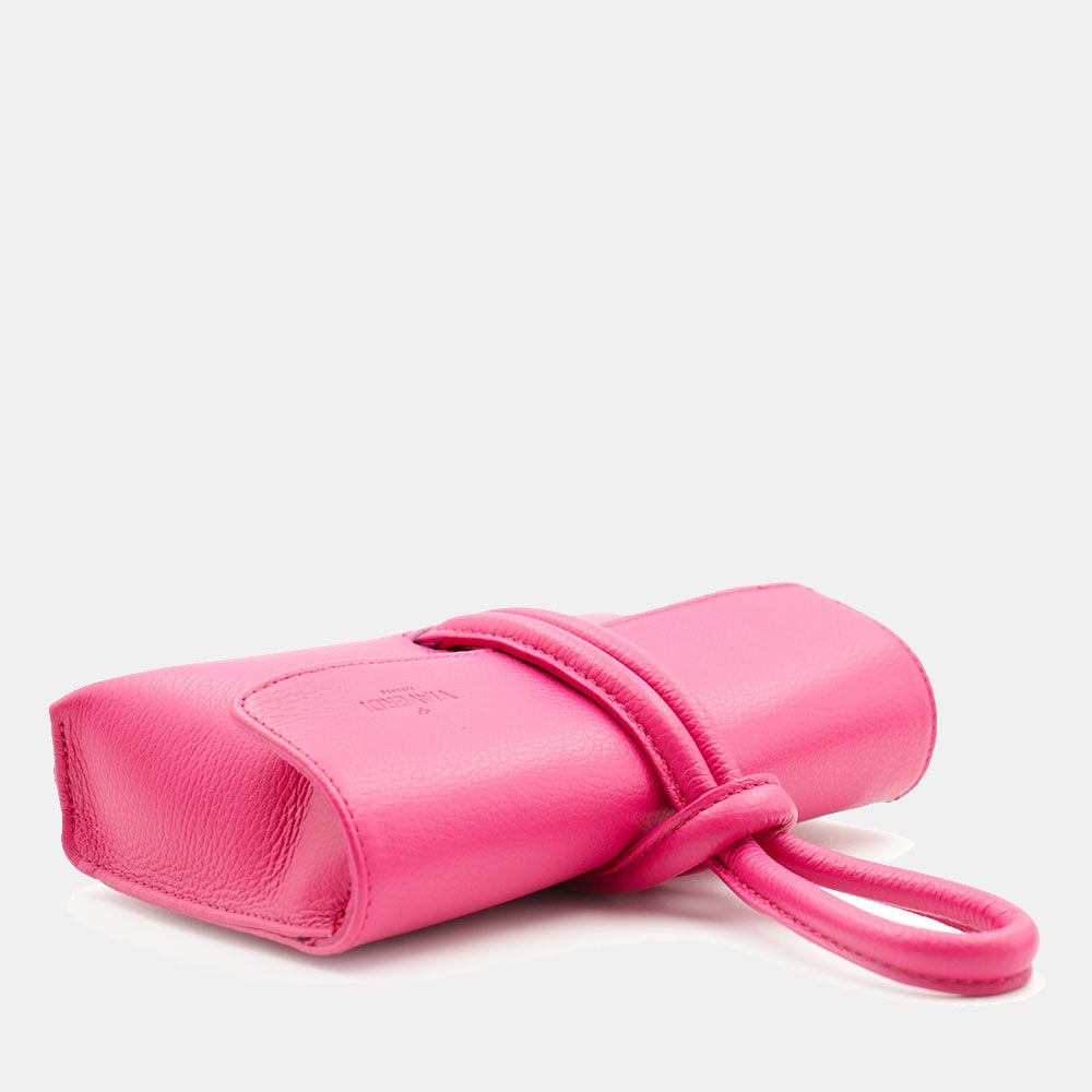 VIAVERDI Clutch Handbag with Shoulder Strap in Fuchsia Leather Made in Italy – Castiglione Collection