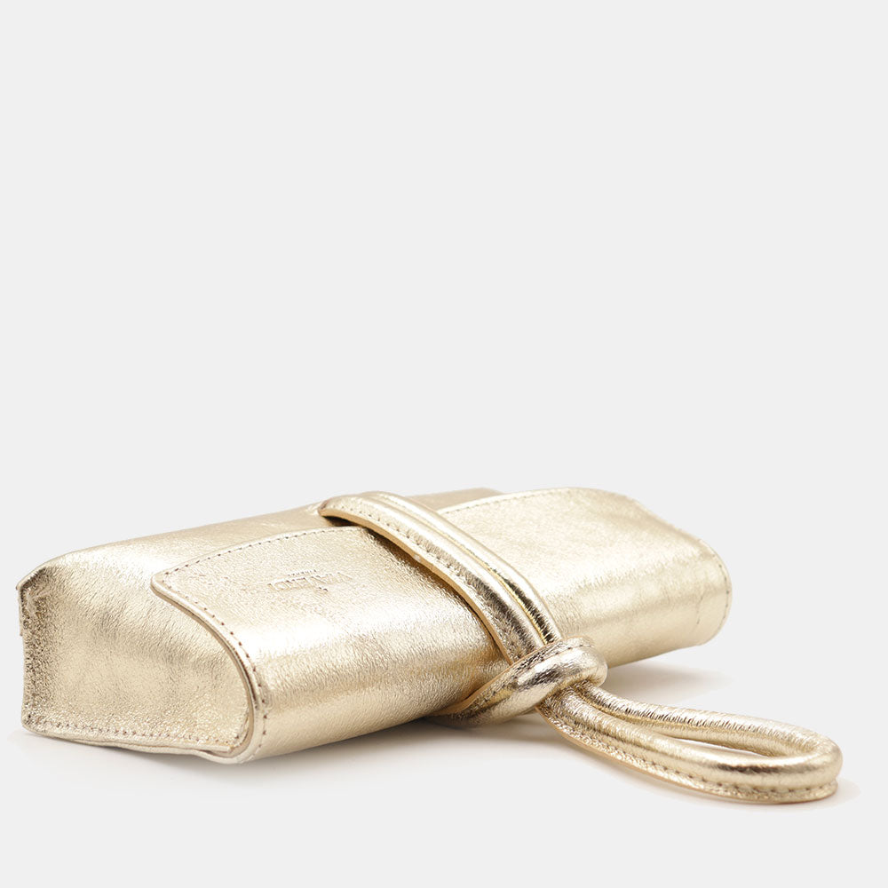 Borsa Clutch a Mano con Tracolla VIAVERDI in Pelle Oro Made in Italy linea Castiglione