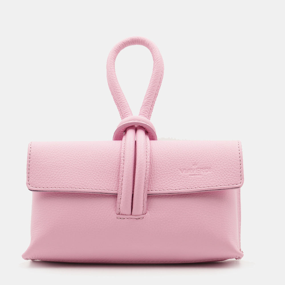 Borsa Clutch a Mano con Tracolla VIAVERDI in Pelle Rosa Made in Italy linea Castiglione