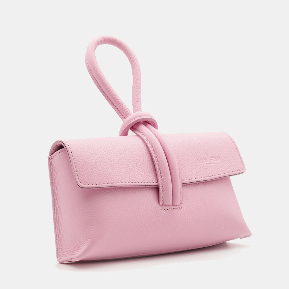 VIAVERDI Clutch Handbag with Shoulder Strap in Pink Leather Made in Italy – Castiglione Collection