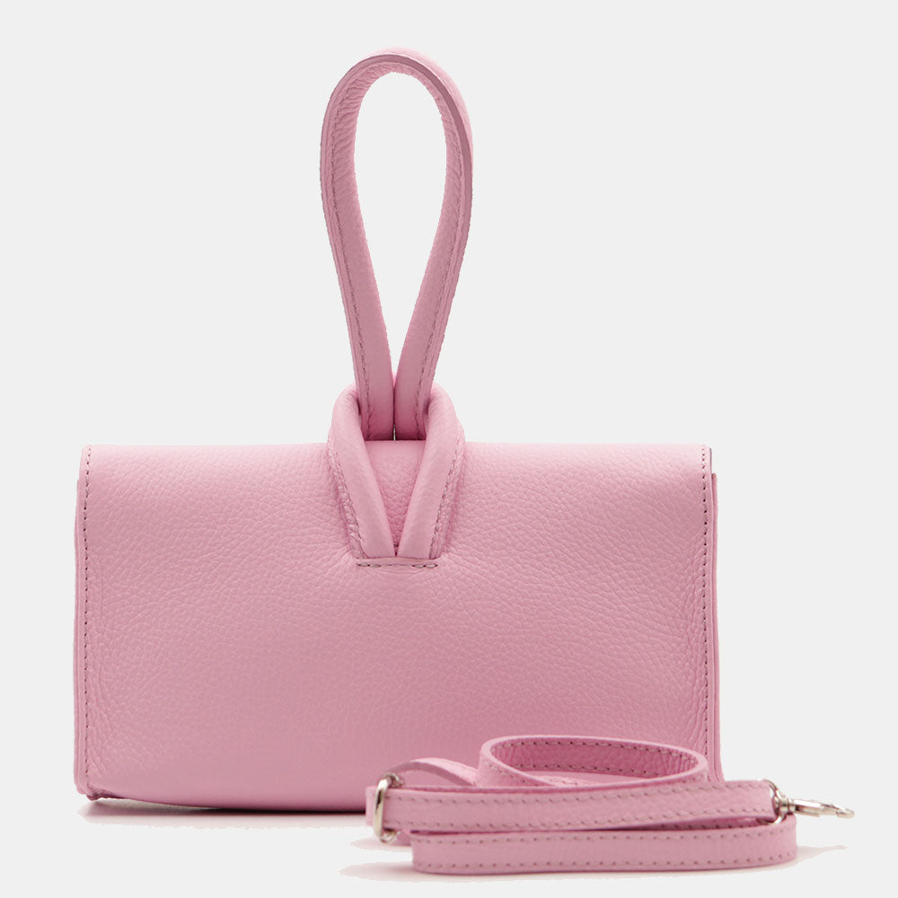VIAVERDI Clutch Handbag with Shoulder Strap in Pink Leather Made in Italy – Castiglione Collection