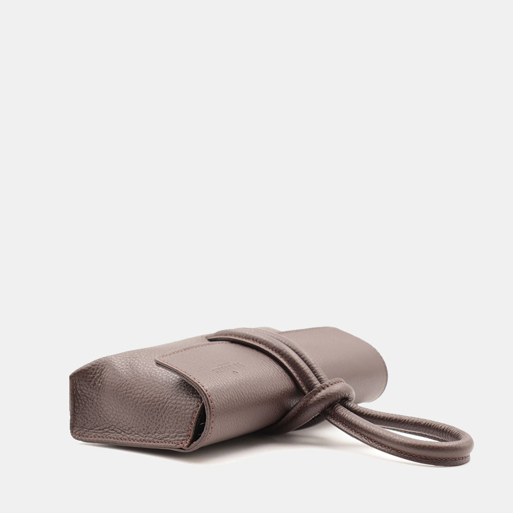 Borsa Clutch a Mano con Tracolla VIAVERDI in Pelle Testa di Moro Made in Italy linea Castiglione